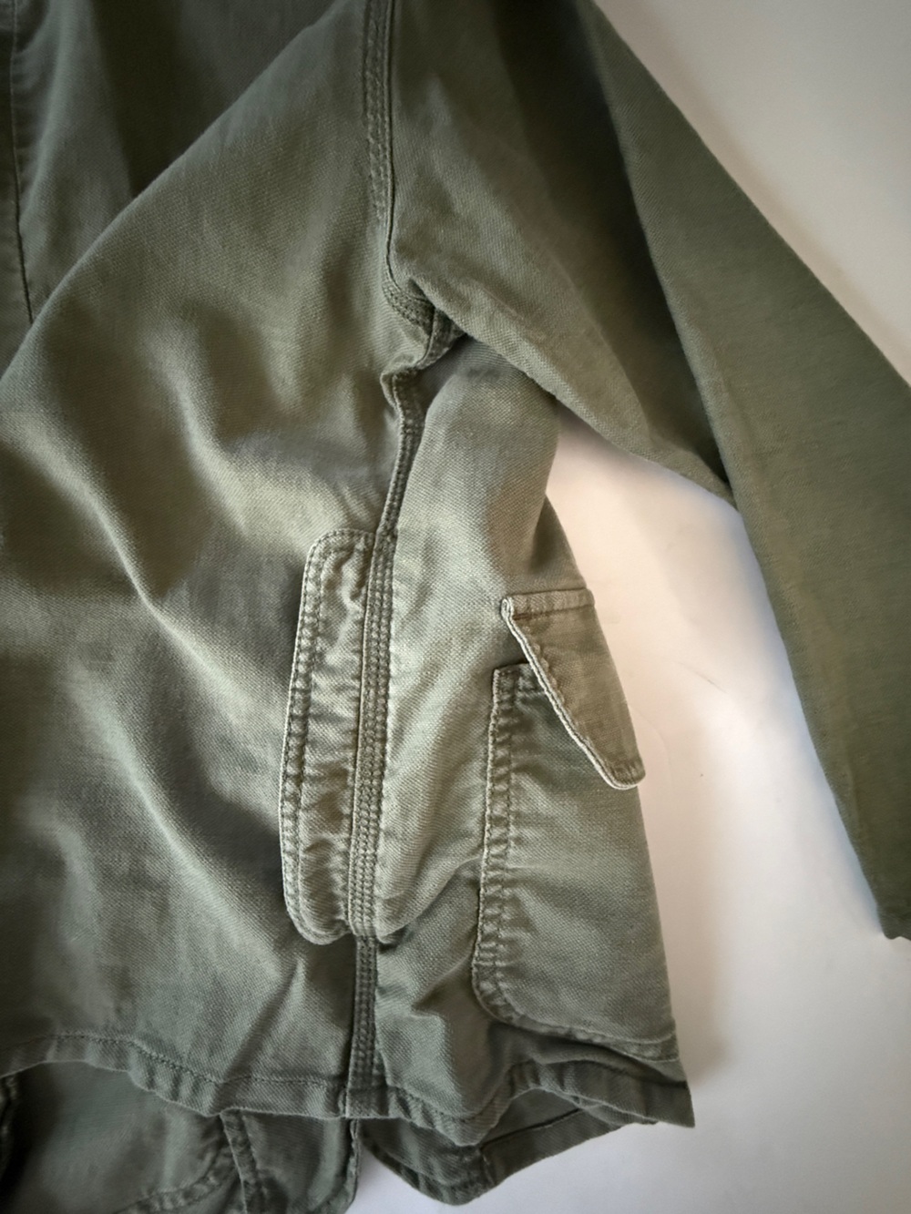THE GREAT army green jacket utility chore coat style lightweight size 1 small - Picture 11 of 15